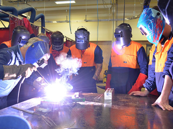 Students learn to weld in our Regional Trades and Technology Centre